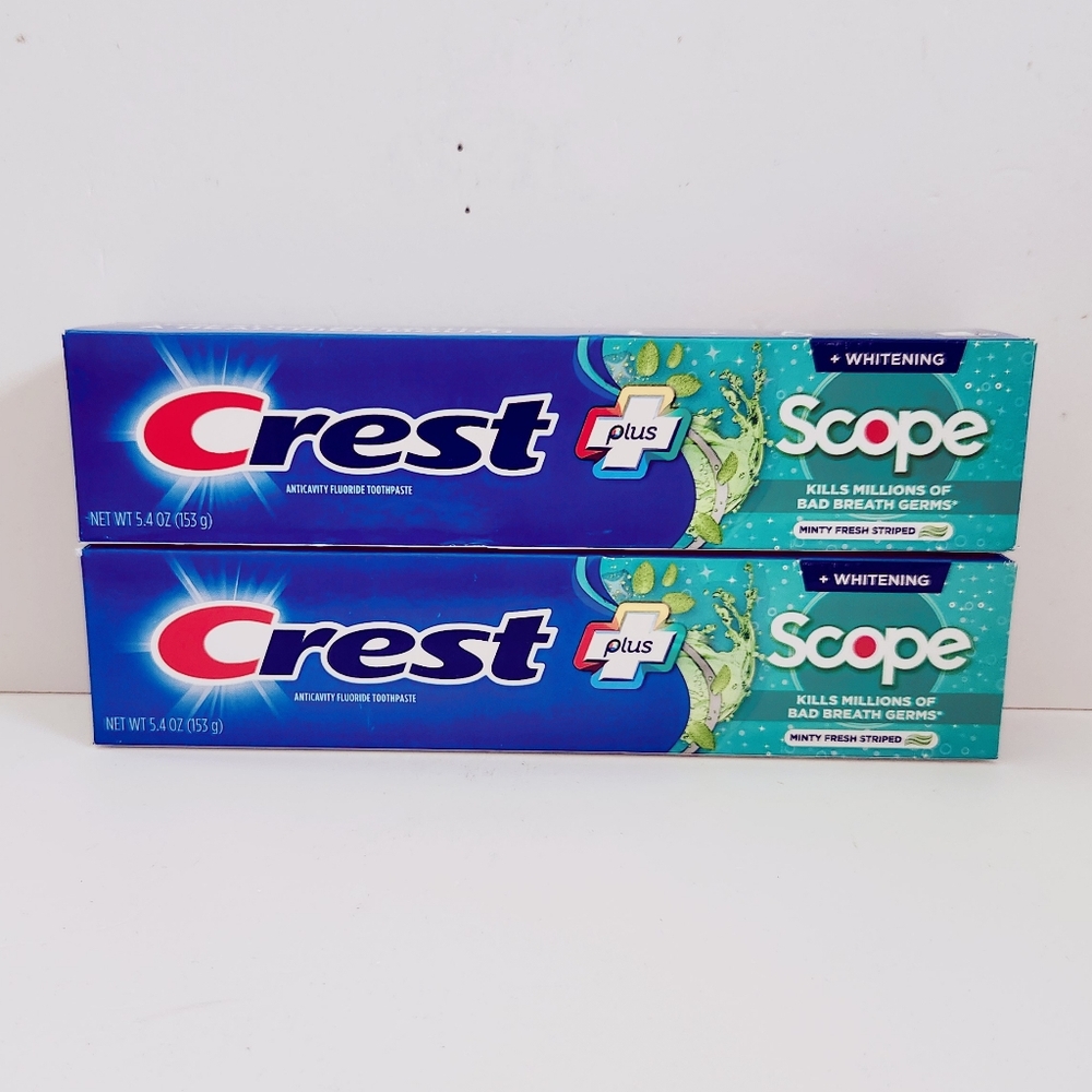 ⭐4/$15 Crest Complete Plus Scope Whitening Toothpaste Minty Fresh Striped